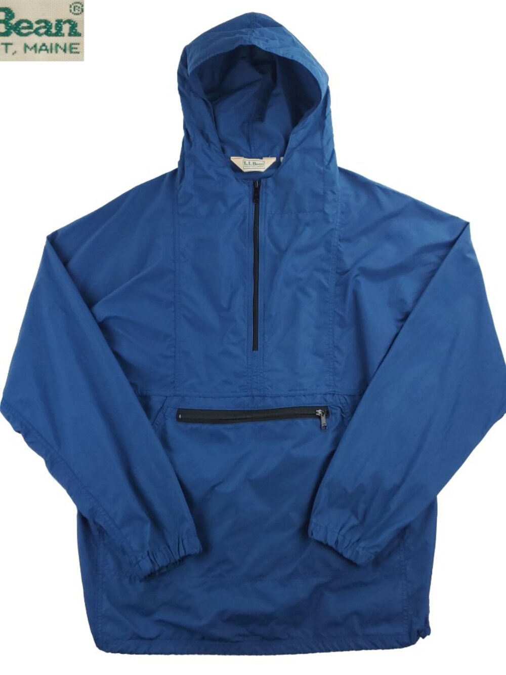 LL Bean VTG 1390 Anorak Jacket Windbreaker 1/2 Zip Pullover USA Hood Men's Large